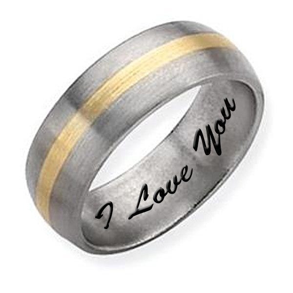 Titanium 14k Gold Inlay 6mm Brushed Men's Promise Band
