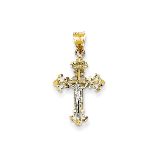 14K Two-tone INRI Crucifix Charm