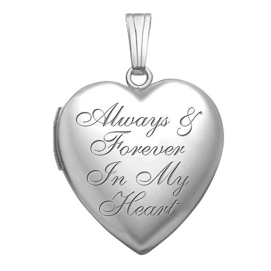 14K White Gold Always & Forever in My Heart Photo Locket