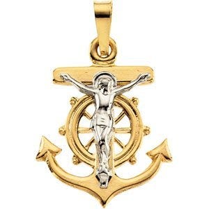 TWO TONE MARINER'S CROSS PENDANT