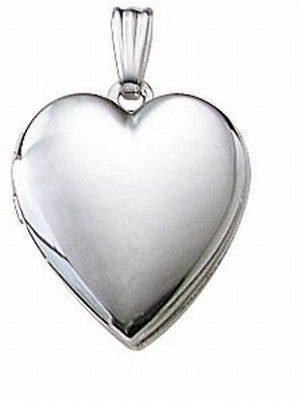 14K White Gold Small Heart Photo Locket