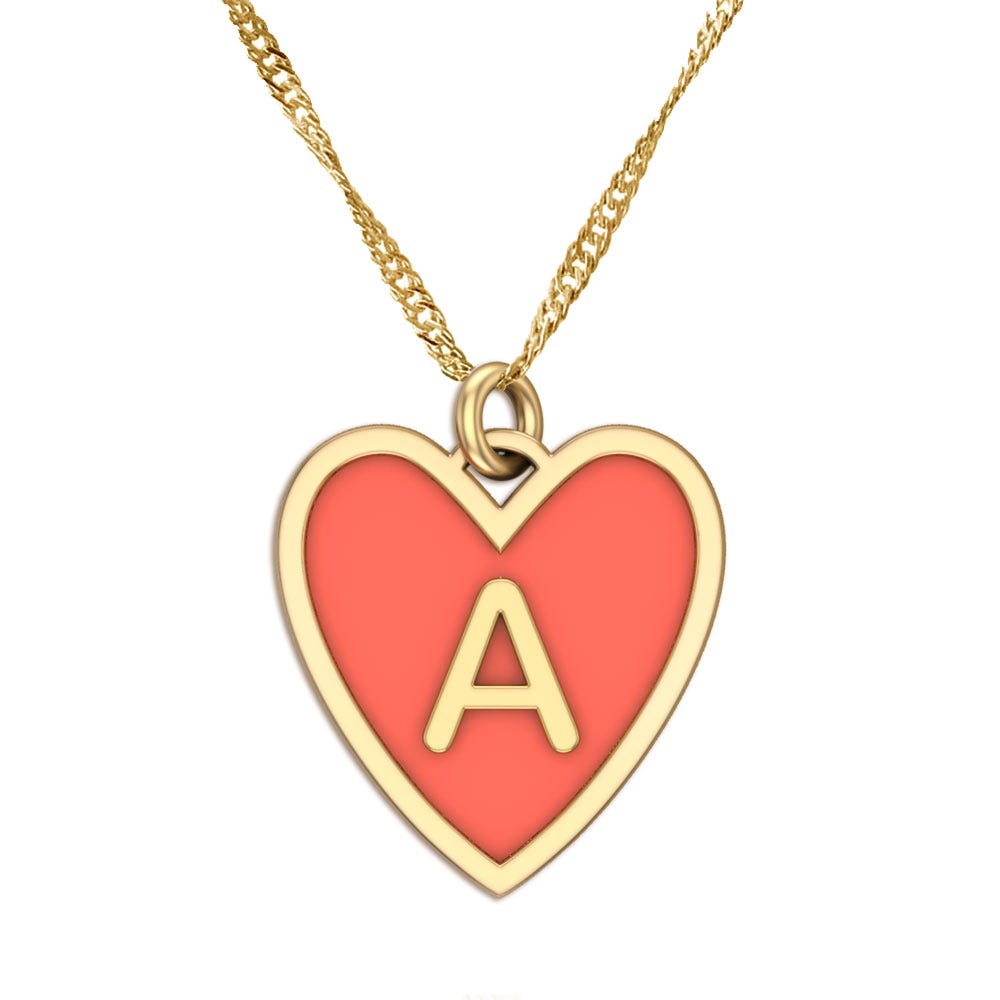 Dainty Color Initial Heart Pendant