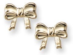 14K Yellow Gold Children's "Bow" Safety Back Earrings