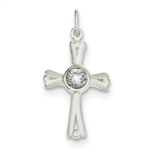 Sterling Silver CZ & Cross Pendant