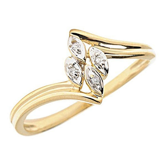 14K Gold Diamond Leaf Promise Ring