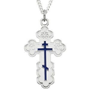 Sterling Silver ST. ANDREW CROSS w/ Blue Enamel