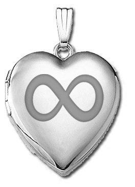 14k White Gold Infinity Heart Photo Locket