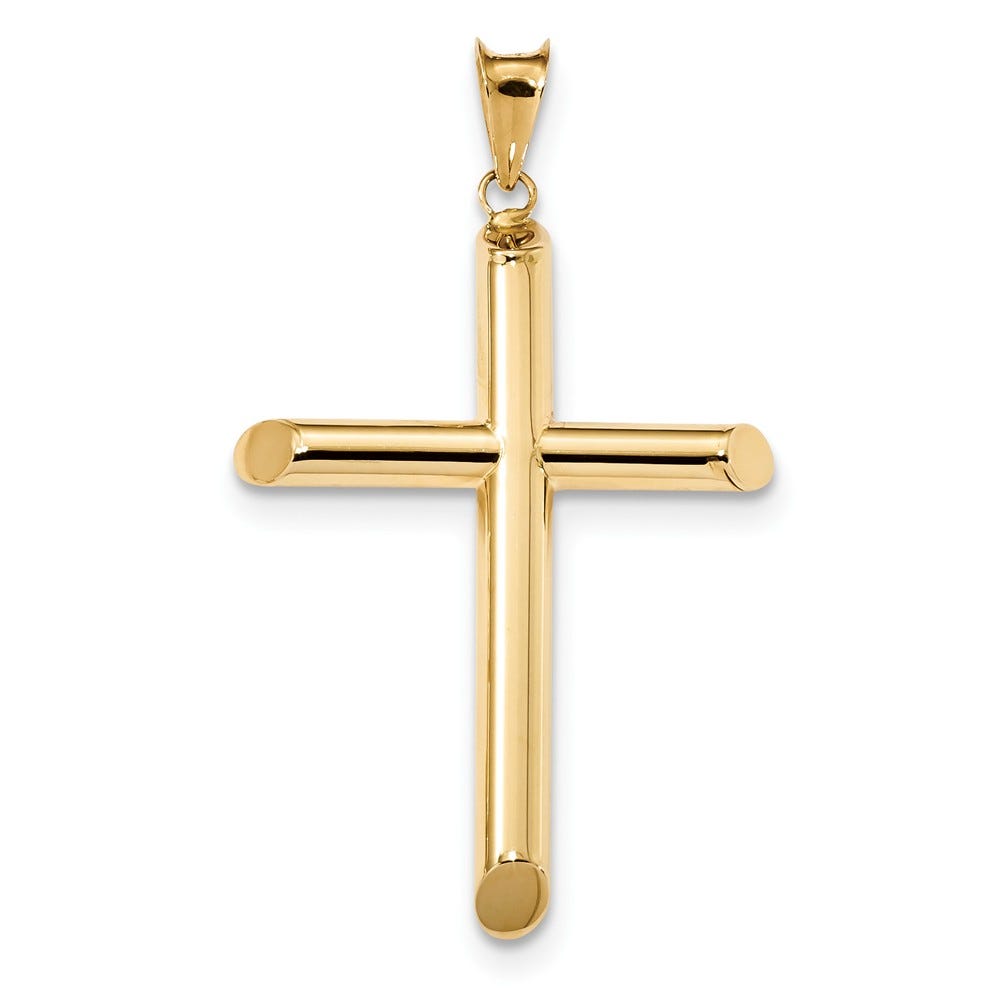 14k Polished Tube Cross Pendant