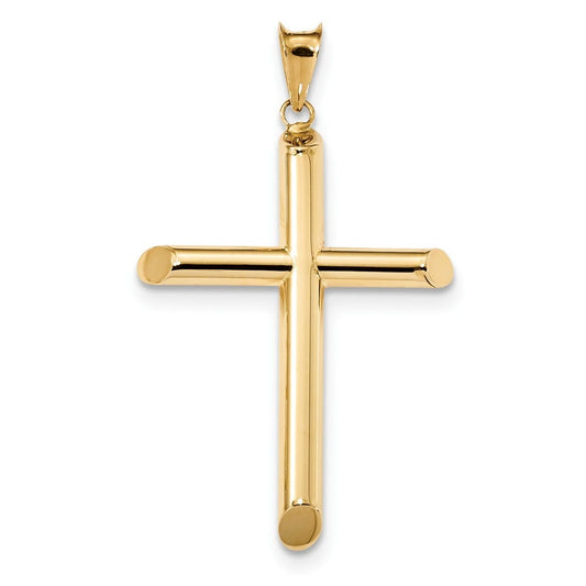 14k Polished Tube Cross Pendant