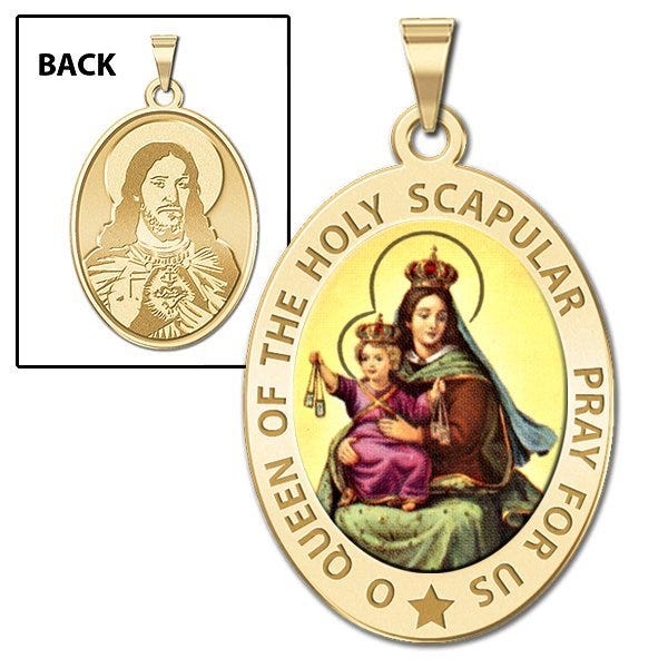 Scapular Religious Medal  OVAL "EXCLUSIVE Color"