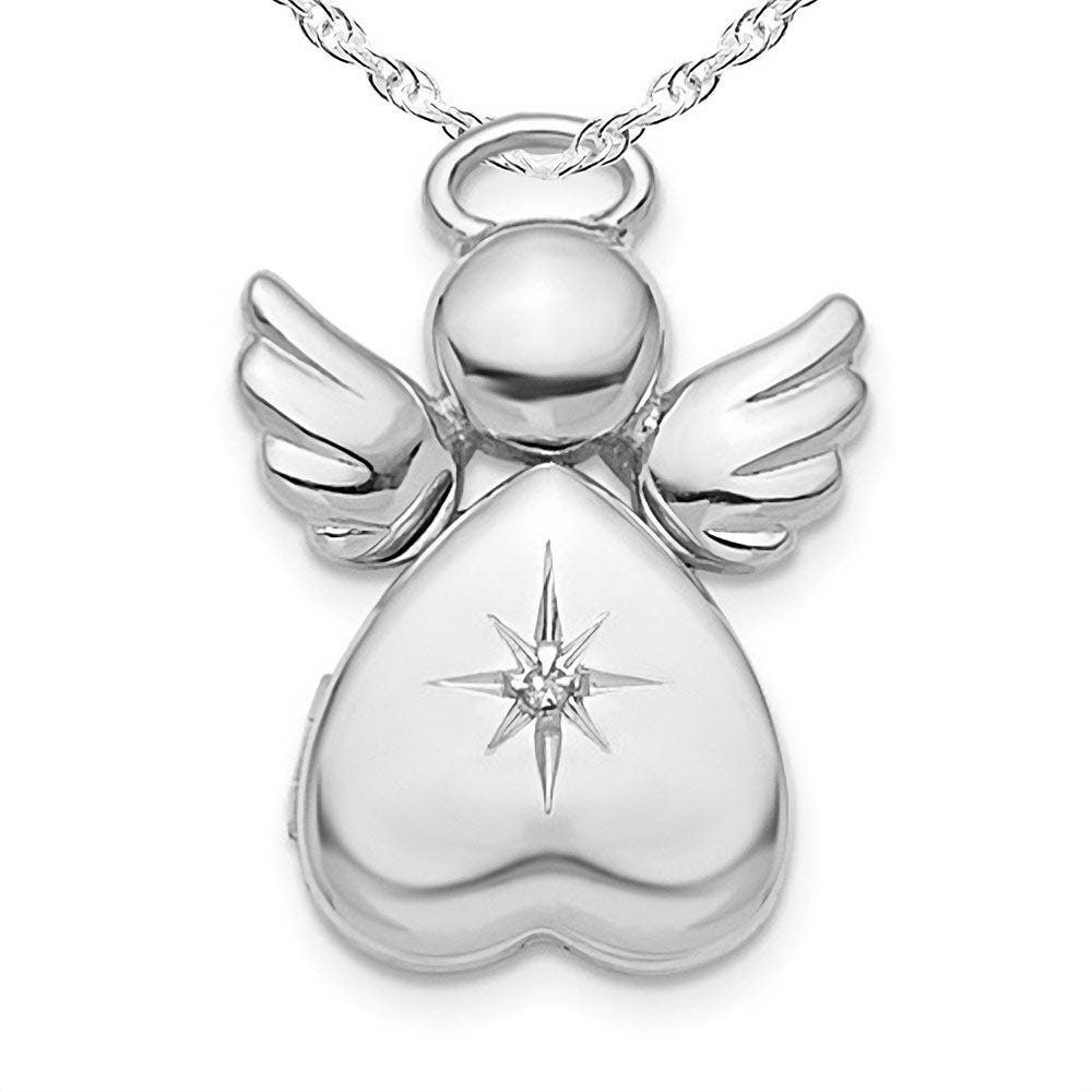 Sterling Silver Angel With Diamond Photo Locket
