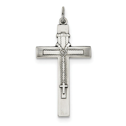 Sterling Silver Antiqued Rosary Cross Pendant