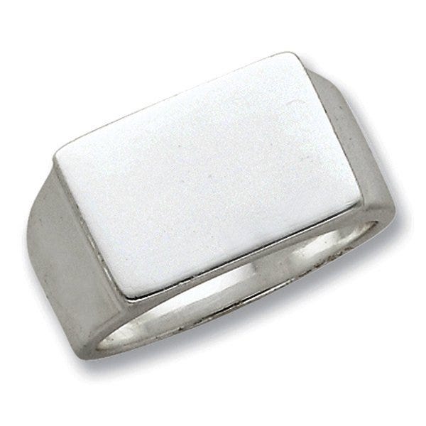 Sterling Silver Men's Rectangle Solid Back Signet Ring