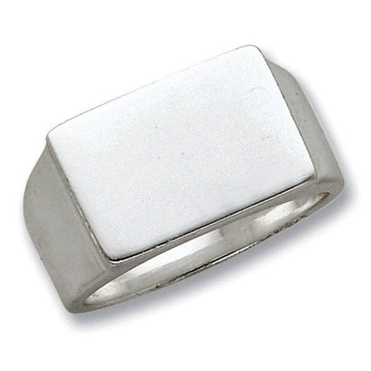 Sterling Silver Men's Rectangle Solid Back Signet Ring