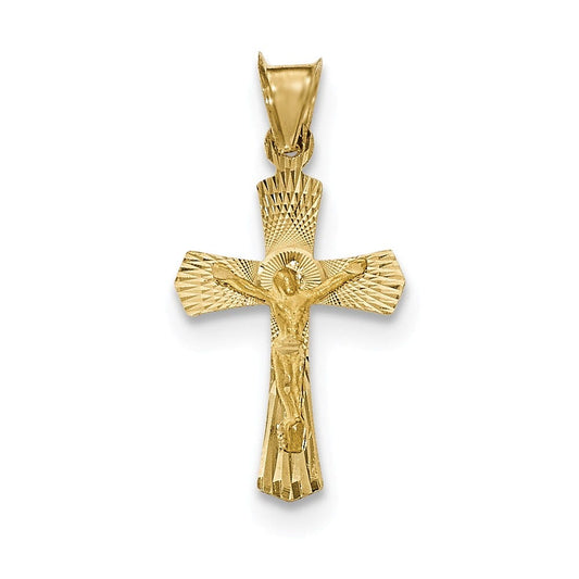 14k Polished Satin and D/C Crucifix Pendant