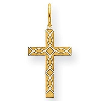14k Yellow Gold Laser Designed Cross Charm