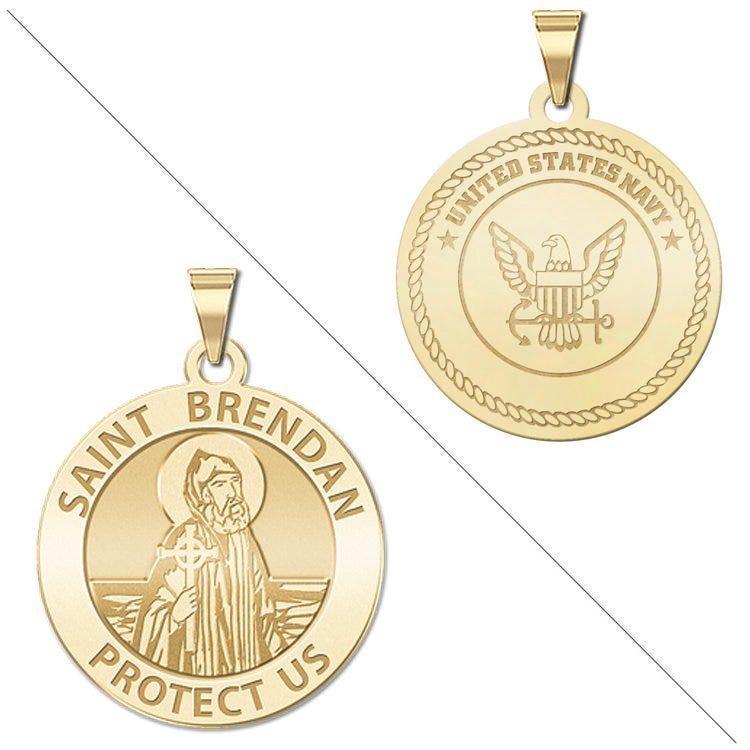 Saint Brendan Doubledside Navy Religious Medal "EXCLUSIVE"