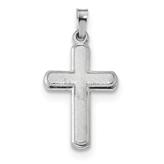 14k White Gold Polished and Satin Cross Pendant