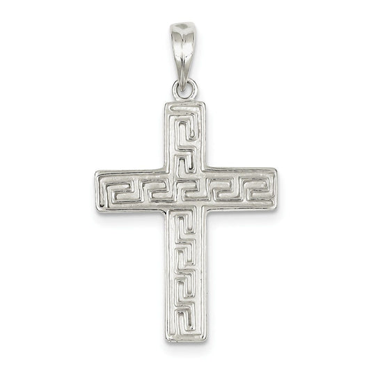 Sterling Silver Polished & Textured Cross Pendant