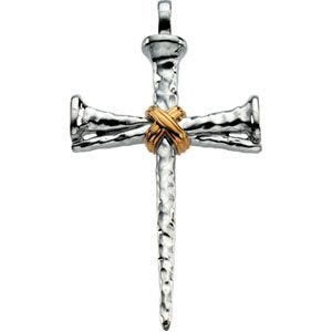 14K Two-Tone Gold CROSS NAILS PENDANT