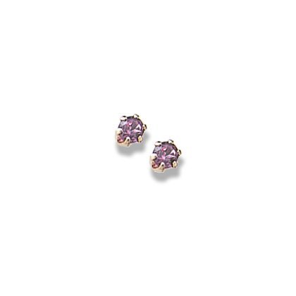 14K Yellow Gold Child's Genuine Rhodolite Birthstone Stud Earrings