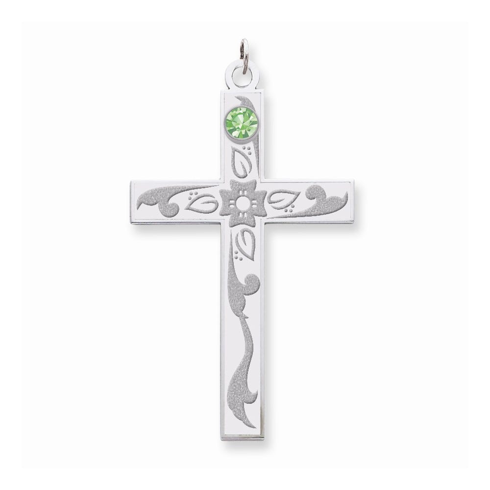 Sterling Silver Crystal Family Cross Pendant