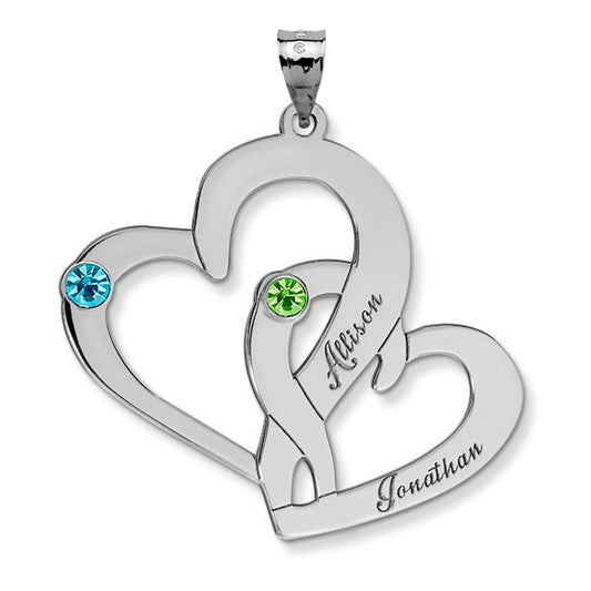 Personalized Couple's Heart Pendant w/ Birthstones