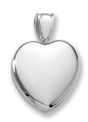 18k Premium Weight White Gold Heart Picture Locket