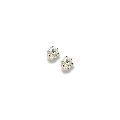 14K Yellow Gold Child's Genuine White Topaz Birthstone Stud Earrings