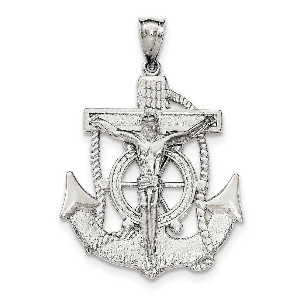 Sterling Silver Polished Mariner Crucifix Pendant
