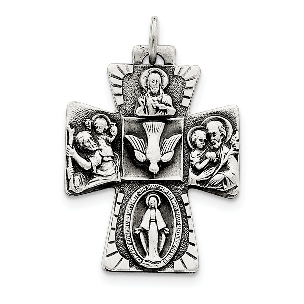 Sterling Silver Antiqued 4-way Medal