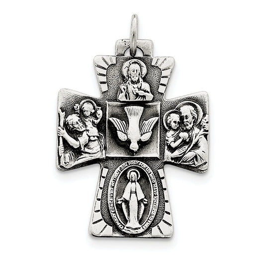 Sterling Silver Antiqued 4-way Medal