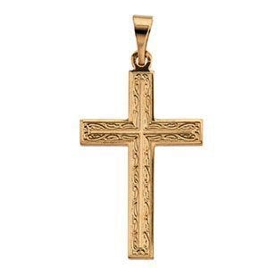 14K Yellow Gold CROSS PENDANT W/DESIGN