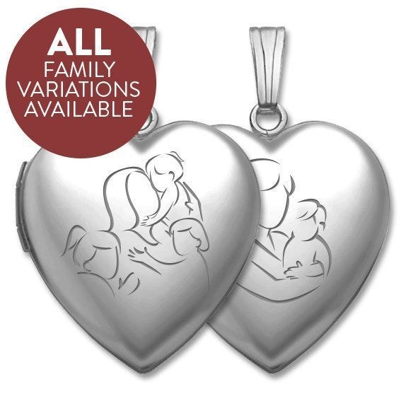 Build Your Own Sterling Silver 2-Picture Mom Heart Locket