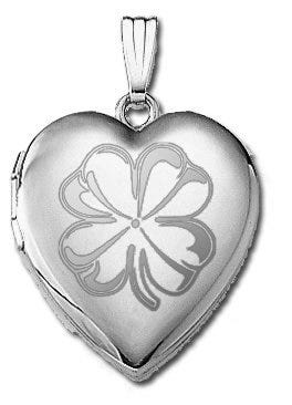 Sterling Silver "Sweetheart" 4 Leaf Clover Heart Locket