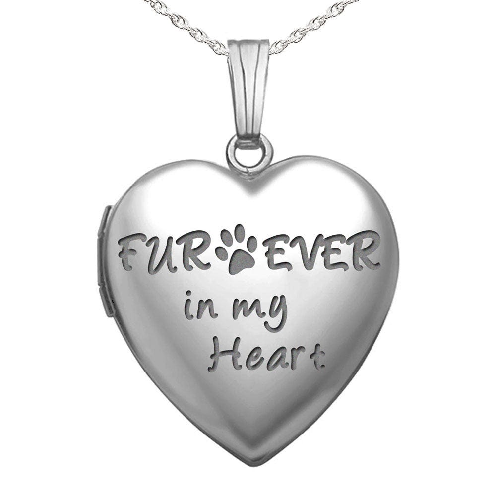 Sterling Silver " Fur-ever in my heart " Heart Photo Locket