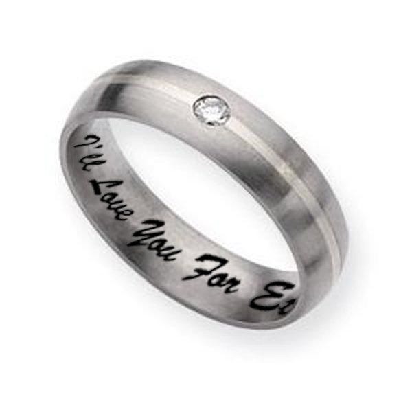 Titanium 6mm Diamond Brushed Men's Promise Ring