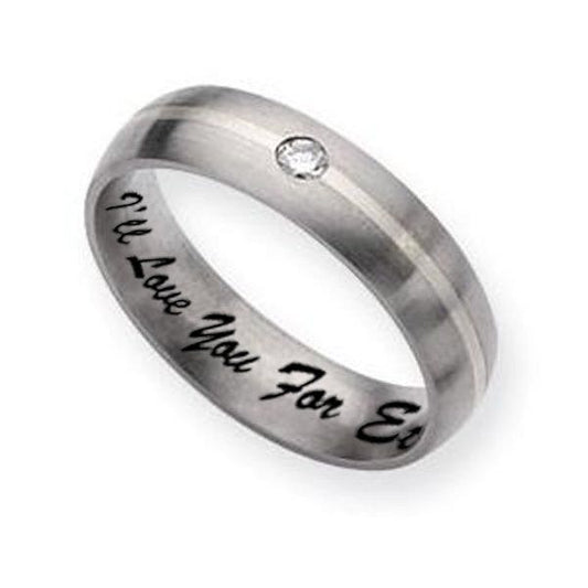 Titanium 6mm Diamond Brushed Men's Promise Ring