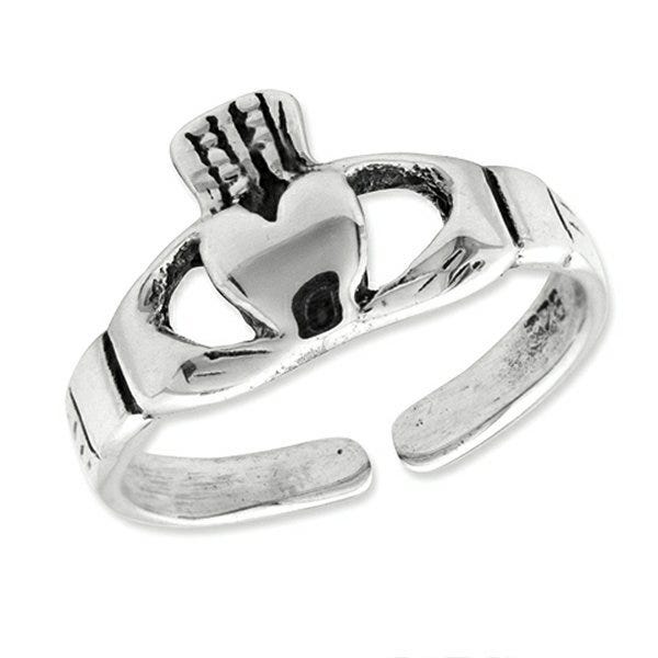 Sterling Silver Antiqued Claddagh Toe Ring
