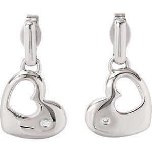 Diamond Heart Dangle Earrings
