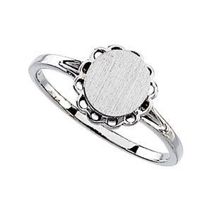 Sterling Silver Girl's Oval Signet Ring