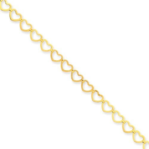 14k Polished Cut-Out Heart Anklet