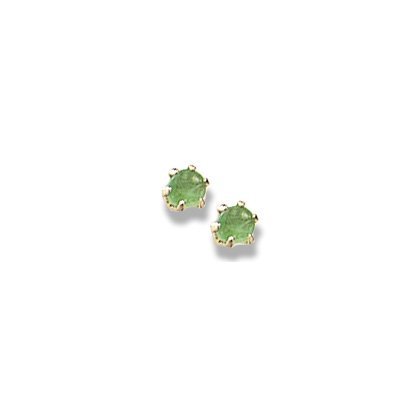 14K Yellow Gold Child's Genuine Emerald Birthstone Stud Earrings