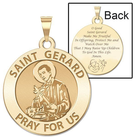 Saint Gerard Round Religious "Motherhood" Prayer Double Sided Religious Medal