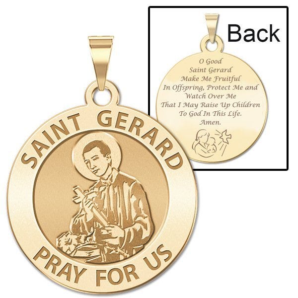 Saint Gerard Round Religious "Motherhood" Prayer Double Sided Religious Medal