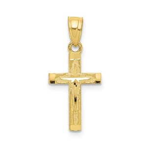 10k Diamond-Cut Cross Pendant