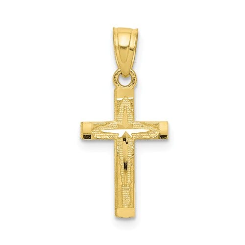10k Diamond-Cut Cross Pendant