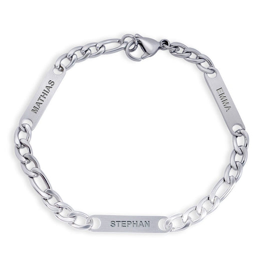 Men's Figaro Personalized Name ID Bracelet