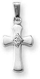 Sterling Silver Children's Cross with Genuine Diamond