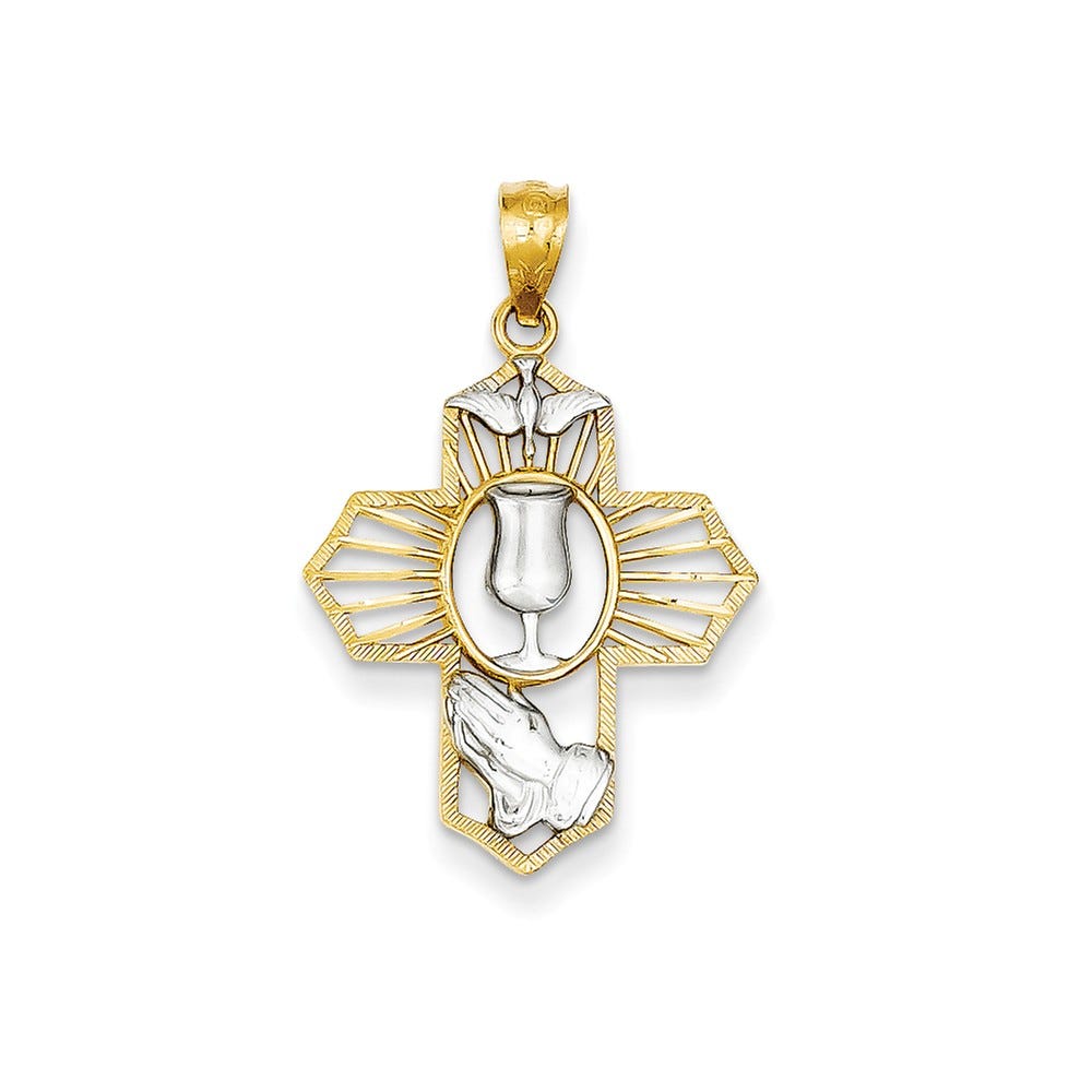 14k w/Rhodium Cross Pendant